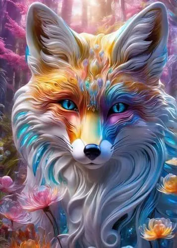 Produktbild: GLXPOG Diamond Painting Bunter Fuchs 5D Diamant Painting Bilder Set, Fantasie Tier Diamant Art Malerei Painting Kit für Erwachsene, DIY Strass Stickerei Malerei Wand Dekor 30x40cm