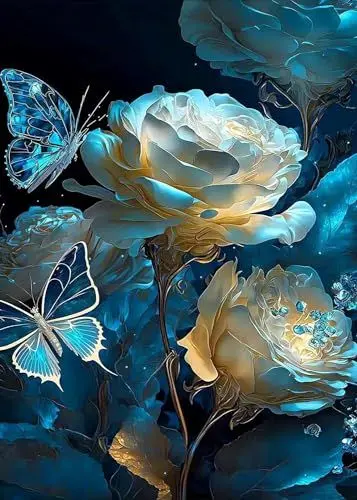Produktbild: GLXPOG Diamond Painting, Fantasie Blume 5D Diamant Painting Bilder Schmetterling Erwachsene Full Drill Diamant Malerei Diamond Painting Stickerei Strass für Wand Heimdecor 30x40cm
