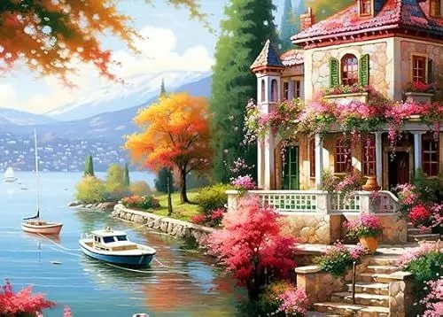 Produktbild: GLXPOG Diamond Painting, Landschaft Haus 5D Diamant Painting Bilder Erwachsene Full Drill Diamant Malerei Diamond Painting Stickerei Strass für Wand Heimdecor 30x40cm