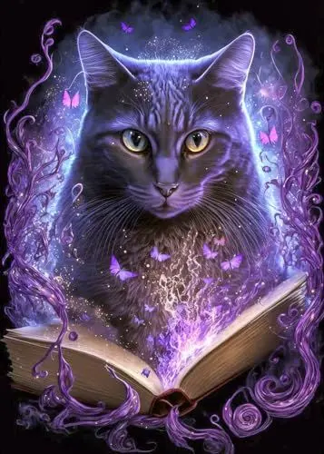 Produktbild: GLXPOG Katze Diamond Painting Set für Erwachsene, DIY 5D Diamant Painting Zauberbuch, Diamond Dots Malen nach Zahlen Diamant Anfänger, Home Wall Decor 30x40cm