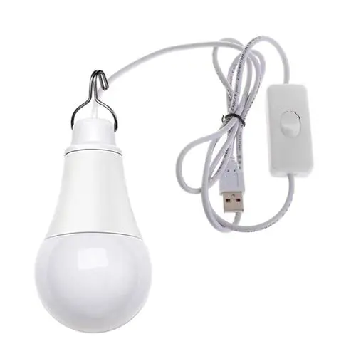 Produktbild: GMBYLBY 5 W LED-Glühbirne, 6500 K, 5 V, Zeltlampe mit Schaltern, USB-Campinglampe für Campinglicht, Wanderlicht