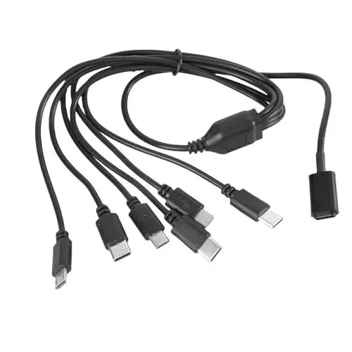 Produktbild: GMBYLBY 6-Port Ladekabel Typ C Buchse Auf Mehrere Geräteanschlüsse Splitterkabel 50 cm Ladekabelleitung 19 6 Zoll