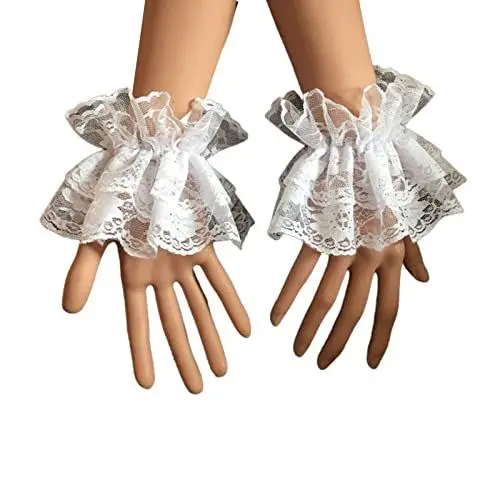 Produktbild: GMBYLBY Brautkleid, plissiert, Handgelenkmanschetten, schöner Rock, abnehmbare Volants, Handgelenkärmel mit Spitzenblume, weiß, M