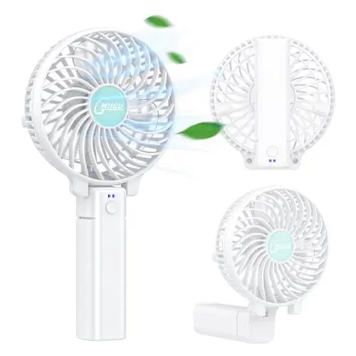 Produktbild: Gmiigu Mini USB Handventilator, ventilator klein akku ventilator mit drei Geschwindigkeiten,usb fan Tragbarer Aufladbar Faltbal Für Reisen Büro Zuhause Draußen (Weiß)