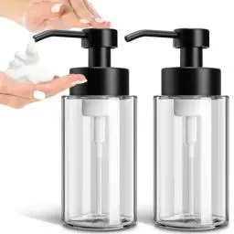 Produktbild: GMISUN Seifenspender Schaum, Seifenspender Glas mit Schaum Pumpenkopf, Transparent Spülmittelspender für Küche, Handseifenspender Bad mit Etikett 350ml