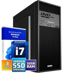 Produktbild: GMR Ultra Max i7 Office PC - Business Office Computer | 3 Jahre Garantie | 32 GB RAM | 1000GB SSD | DVD±RW | USB 3 | Windows 11 Prof | WiFi-Bluetooth