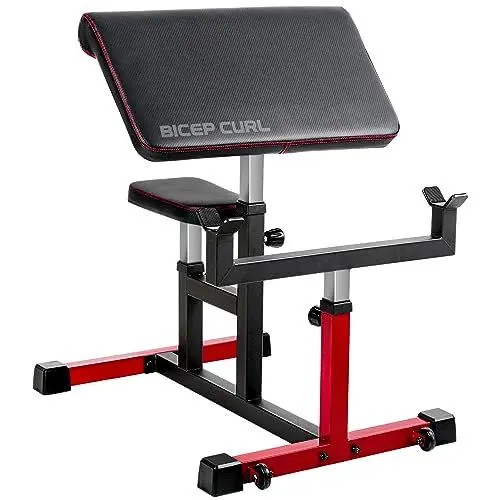 Produktbild: ER KANG Preacher Curlbank, Krafttraining, Bizepsbank für Zuhause, Fitnessstudio, verstellbare Hantelbank mit beweglichen Rädern, 66 x 38,1 cm Armpolster und Höhe wählbarer Sitz (2023 neue Version)