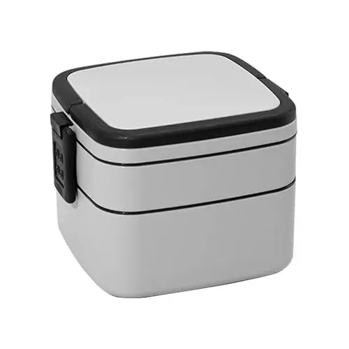 Produktbild: GMYIAK Bento Boxen, Lunchbox mit 2 Fächern und Tragegriff, Salatbox To Go Auslaufsicher, Vesperbox Brotbüchse zum Arbeit Picknick, Clip-Deckel, BPA-frei, 1000 ml (Grau)