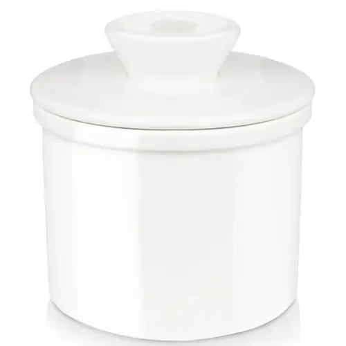 Produktbild: GMYIAK Französische Butterdose Mit Deckel Auf Der Arbeitsplatte,Wassergekühlte Keramikbutterdose Mit Wasserlinie Für Frische Butter(Weiß)