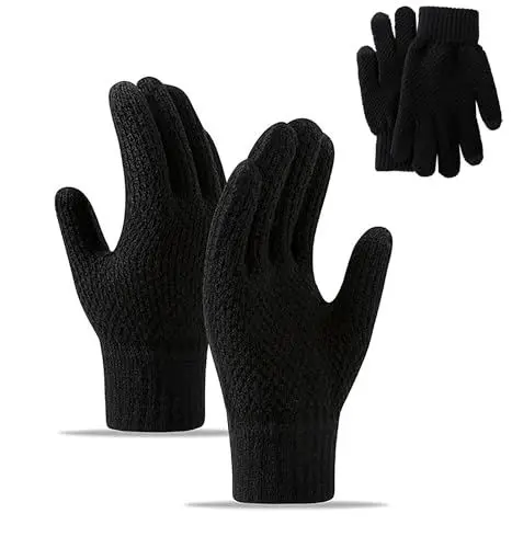 Produktbild: GMYIAK Winter Warm Touchscreen Gestrickte Handschuhe,damen herren Verdickte Thermo Handschuhe Zum Laufen,Radfahren und für Outdoor-Aktivitäten Kleine Geschenke für Männer (Schwarz)