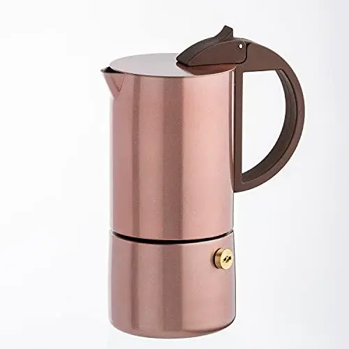 Produktbild: Gnali & Zani CHICCA Espressokocher | Goldrose | Für 6 Tassen | Alle Herdarten inklusive Induktion | Edelstahl Espressokocher | Kunststoff Griffe | Moderner Camping Kaffeekocher