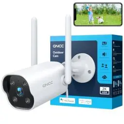 Produktbild: GNCC 2K HDR Kamera Überwachung Aussen, Überwachungskamera Aussen, Audio & Bewegungserkennung, Nachtsicht WiFi Outdoor, IP65 Wasserdicht, Cloud/SD Storage, 2-Wege-Audio, 2,4 GHz