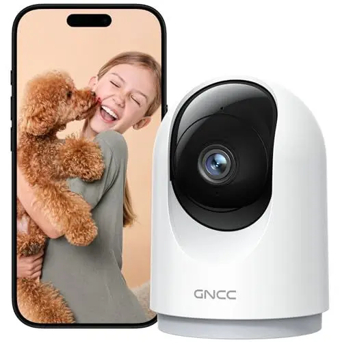 Produktbild: GNCC Überwachungskamera Innen - 2K Kamera Überwachung Innen, 360° WLANkamera Indoor Hundekamera mit APP, Babyphone mit Kamera, Zwei-Wege-Audio, Bewegungserkennung, Nachtsicht, kompatibel mit Alexa