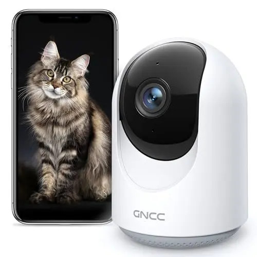 Produktbild: GNCC WLAN IP Kamera Babyphone mit Kamera, 360 Grad WLAN Indoor Hundekamera mit APP, Zwei-Wege-Audio, Bewegungserkennung, Nachtsicht, kompatibel mit Alexa, P1