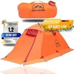 Produktbild: GoAlpine® Expedition I Zelt für 2 große Personen | wasserdicht 4000mm | kleines Packmaß | zum Wandern, Bergtouren & Bikepacking | Ultraleicht | 4 Jahreszeiten | nutzbar als Winterzelt & Camping