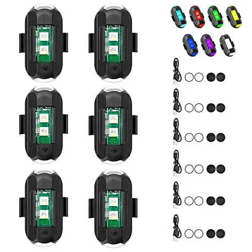 Produktbild: Gobesty 6 Stück Strobe Drone Light, Led Strobe Drone, 7 Farbig Antikollisionsbeleuchtung Nachtflug Signallichter, Leichtes Drohnen LED Blitzlicht, für DJI Air 2S, Mavic Mini 2, Mavic Air 2, Mavic 2