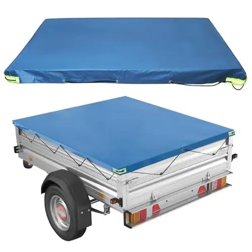 Produktbild: Gobesty Anhänger Plane 208 x 114 cm, Anhängerplane Flachplane, Abdeckplane Anhänger Abdeckung Blau, Autoanhänger Abdeckplane für 750kg PKW Hänger, Randverstärkte Wasserfest Anhänger Plane