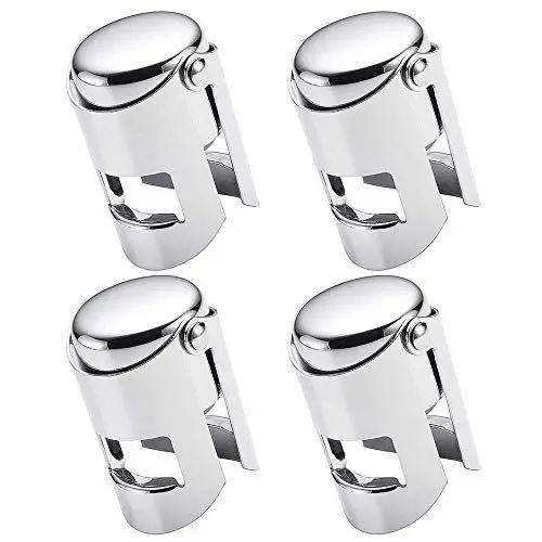 Produktbild: Gobesty Champagne Edelstahl Stopper, 4Stück Sektverschluss Sektflaschenverschluß für Weinliebhaber