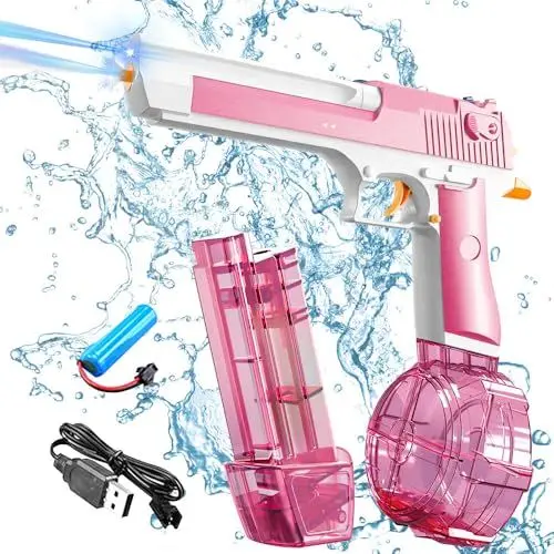 Produktbild: Gobesty Elektrische Wasserpistole, Automatische Wasserspritzpistole Bis Zu 37 Fuß Lange Reichweite Für Kinder Und Erwachsene, wasserpistole mit großer reichweite Wassersprüher Pool Strand Spielzeug