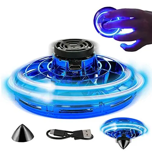 Produktbild: Gobesty Fliegender Ball, Flying Ball, Handgesteuerter UFO Mini Drohne, Flying Spinner mit LED-Leuchten und 360°Rotierenden, Fliegendes Spielzeug, für Erwachsene und Kinder, Blau