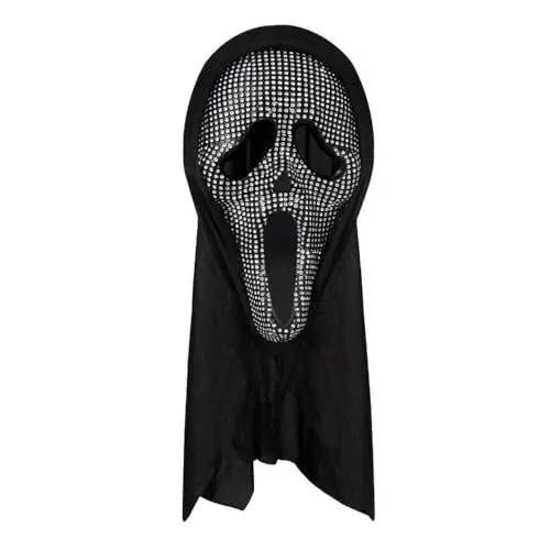 Produktbild: Gobesty Ghostface Maske, 2024 Neue Halloween Scream Maske mit Diamanten, Geist Maske, Halloween Scary Movie Maske, Gruselige Schrei Maske, Ghost Face Maske für Halloween Karneval Cosplay Horrorpartys
