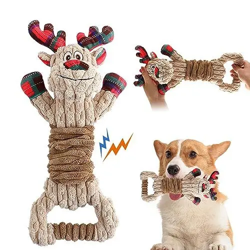 Produktbild: Gobesty Hundespielzeug Unzerstörbar, Große Hund Weihnachten Plüsch Hundespielzeug Welpen, Kauspielzeug Hund, Interaktives Hundespielzeug Quietschend, Kuscheltier Für Hunde Für Lindert Langeweile