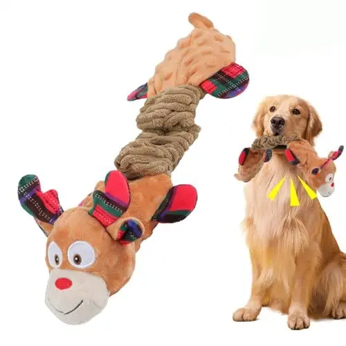 Produktbild: Gobesty Hundespielzeug Weihnachten, Plüsch Hundespielzeug Quietschend für Große Kleine Hunde, Interaktives Hundespielzeug Welpen, Tauziehen Hunde Spielzeug Kauspielzeug Hund für Hunde gegen Langeweile