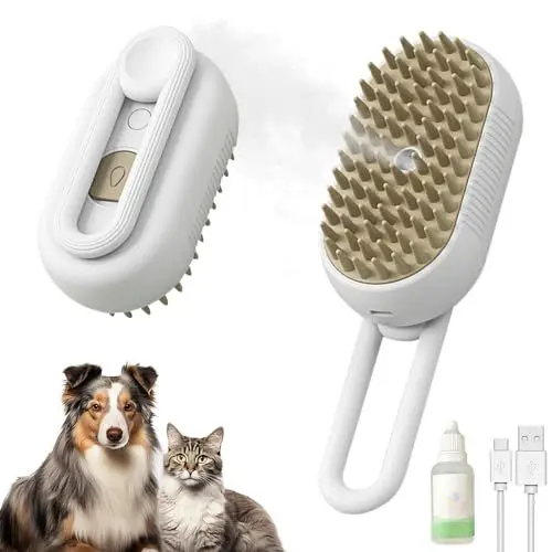 Produktbild: Gobesty Katzenbürste Mit Dampf, Steamy Brush Katze Hundebürste, Katzenbürste Mit Wasser, Dampfbürste Hund, Fusselbürste Reinigungsbürste Mit Essenz Zur Pflege Für Massage,Pflege Und Haarentfernung
