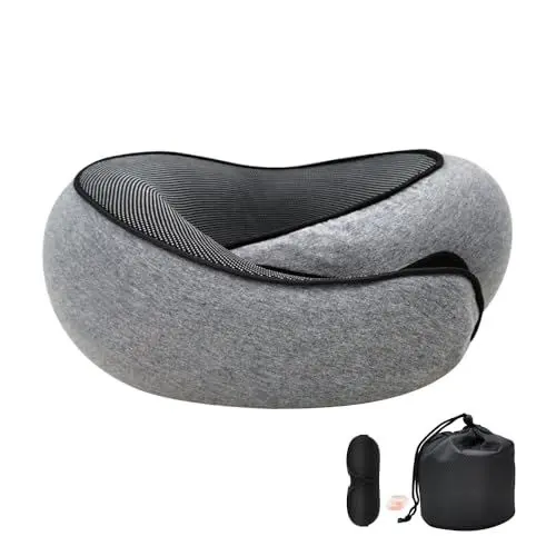 Produktbild: Gobesty Nackenkissen Flugzeug, Memory Foam Reisekissen, Orthopädisches Nackenhörnchen, Nackenkissen Reise mit Schlafmaske, Ergonomisch Gestaltetes Reisekissen Nackenstützkissen für Flugzeug,Auto,Büro