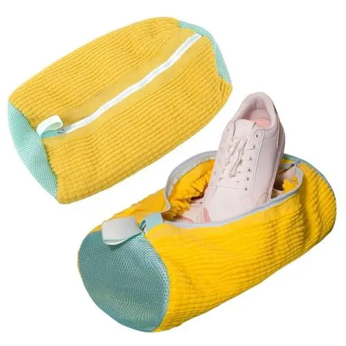 Produktbild: Gobesty Schuhe Waschbeutel, 2 Stück Wäschesack Schuhe Sneaker, Wiederverwendbare Schuhwaschbeutel mit Reißverschluss, Wäschesack Schutz Wäschenetz für Aufbewahrung und Reise,Erhöhte Reibung im Inneren