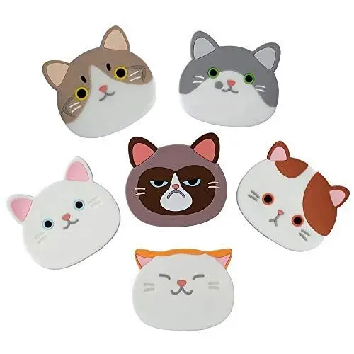 Produktbild: Gobesty Silikon Katze Untersetzer, Dekorative Glasuntersetzer, Süßen Cartoon-Katzen Getränkeuntersetzer, Deko Küche Untersetzer Gläser Tischuntersetzer für Wein, Glas, Tee, Getränke 6 Stück