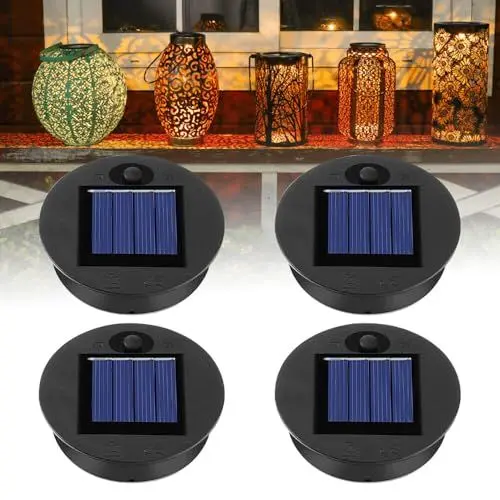 Produktbild: Gobesty Solarleuchten Ersatzteile, 4 Stück Solarleuchten Ersatz Top mit LED, Wasserdicht Solar Ersatzdeckel 7CM, Solarleuchten Solarpanel Ersatzteil, Solarleuchte Ersatz für Solar Garten Laterne DIY