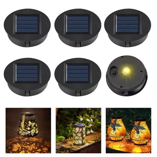 Produktbild: Gobesty Solarleuchten Ersatzteile, 6 Stück Solarleuchten Ersatz Top mit LED, Wasserdicht Solar Ersatzdeckel 8CM, Solarleuchten Solarpanel Ersatzteil, Solarleuchte Ersatz für Solar Garten Laterne DIY