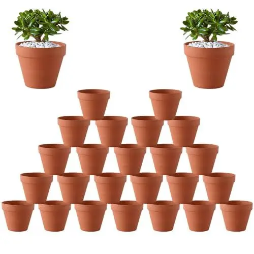 Produktbild: Gobesty Terrakotta Töpfe, 24 Stück Kleine Tontöpfe zum Basteln, Mini Blumentopf Terrakotta mit Abflussloch, Tonpflanztöpfe für Drinnen und Draußen Kaktus Sukkulenten Dekorieren, 3.5 * 3cm
