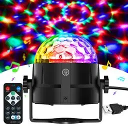 Produktbild: Gobikey Discokugel, 360° Rotierende Musik Activated Discolicht LED Party Lampe mit Fernbedienung- 3W RGB Dynamisch Disco Lichteffekte, 4M/13ft USB,Partylicht ür Party/Halloween/Kinder/Hochzeit