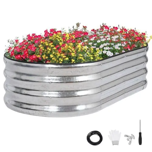 Produktbild: GoCampDirect 120 x 60 x 30 cm Hochbeet Pflanzbeet Frühbeet Gartenbeet Pflanzkübel Pflanzkasten Blumenkasten Gemüsebeet Blumenbeet Holzfarbe Verzinkter Stahl（1 Pakete）