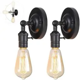 Produktbild: GOCBOBO 2 Stück Wandleuchte Innen Vintage 180° Verstellbare Metall Wandlampe mit Schalter Retro Industrial Wandbeleuchtung auf Schlafzimmer, Arbeitszimmer, Flur, Dachboden Badezimme Schwarz