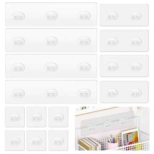 Produktbild: GOCUODE 14 Stück Duschregal Klebehaken Ohne Bohren, Shower Shelf Hängehaken, Dusch-Klebehaken, Transparente Starke Aufkleberhaken für Badezimmer, Duschregal, Korb, Seifenschale, Hängehaken (Stil 1)