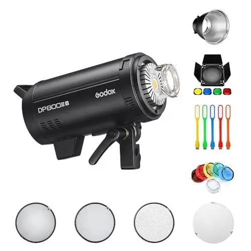 Produktbild: GODOX DP800IIIV Professioneller Studioblitz Fotografie Flash Kit VideoLicht 800Ws 5800±200K 2.4G Wireless X System Eingebauter Hochgeschwindigkeitslüfter Geeignet für Portrait