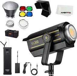 Produktbild: Godox VL300 VL300W 5600K White Version LED Video Light Continuous Output Bowens Mount Studio Light App Control & Remote, with V-Mount Platte Controller & BD-04 Barndoor(VL300)