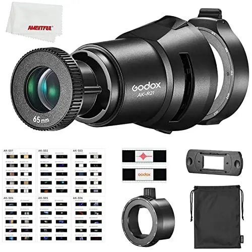 Produktbild: Godox AK-R21 Projektionsaufsatz für Blitzgeräte für GODOX V860III TT685II TT600 AD100PRO AD200 AD200pro Kompatibel mit Canon/Nikon/Sony/Kamerablitz Speedlight (AK-R21 KIT)
