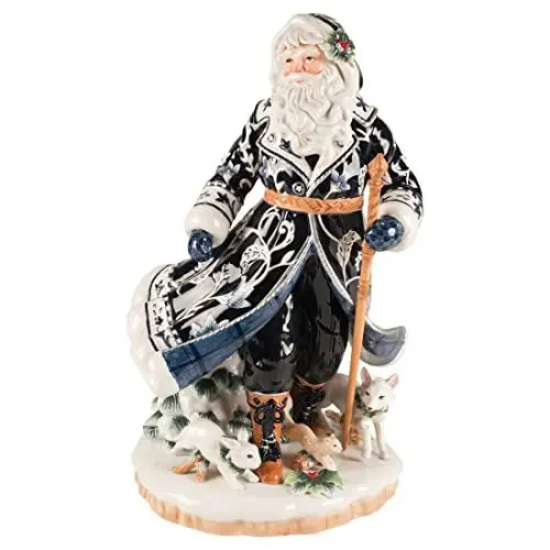 Produktbild: Goebel Fitz & Floyd Santa im blauen Mantel, aus Steingut gefertigt, Höhe 48cm, 51-001-30-1