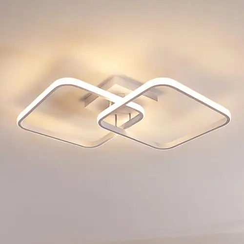 Produktbild: Goeco LED Deckenleuchte Quadratische 69CM, 50W 5600LM Moderne Acryl Deckenleuchte, 2 Flammig, 3000K Warmweißes Licht, LED Lampen Deckenbeleuchtung Wohnzimmerlampe Weiß