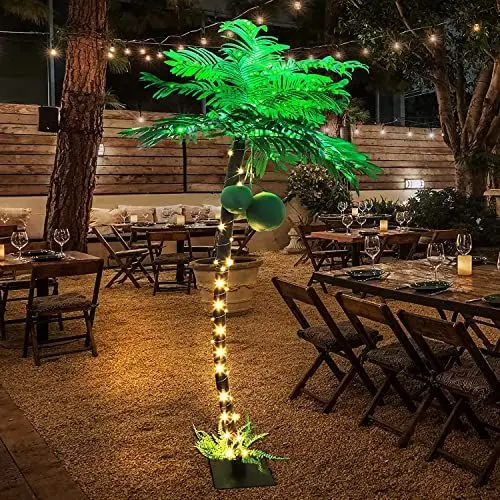 Produktbild: GOESWELL Artificial Illuminated Palm Tree Beleuchtete Palme, 5Ft 270 LED künstliche Palme mit 3 Kokosnüsse, Light Up künstliche Palmen Dekoration