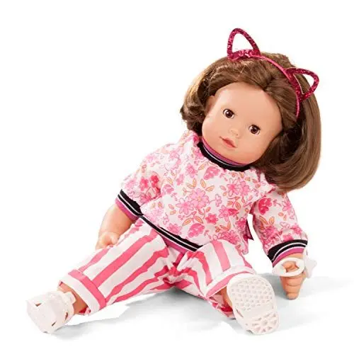 Produktbild: Götz 2127110 Maxy Muffin Stripe Vibes Puppe - 42 cm große Babypuppe mit braunen Schlafaugen, braune Haare und Weichkörper - Weichkörperpuppe in 8-teiligen Set