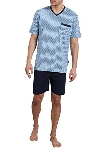 Produktbild: Götzburg Herren Zweiteiliger Schlafanzug Kurz (blau-mittel-Allover, Numeric_52)