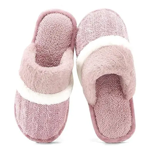 Produktbild: GOEWY Hausschuhe Damen Herren Winter Plüsch Wärme Pantoffeln Weiche Flache Memory Foam Home Rutschfeste Slippers(Rosa,38/39EU)