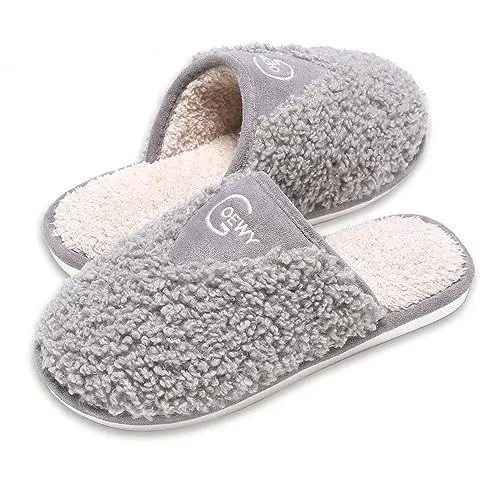 Produktbild: GOEWY Hausschuhe Damen Winter Pantoffeln Herren Plüsch Wärme Weiche Bequem Rutschfeste Memory Foam Slippers(Grau,37/38EU)