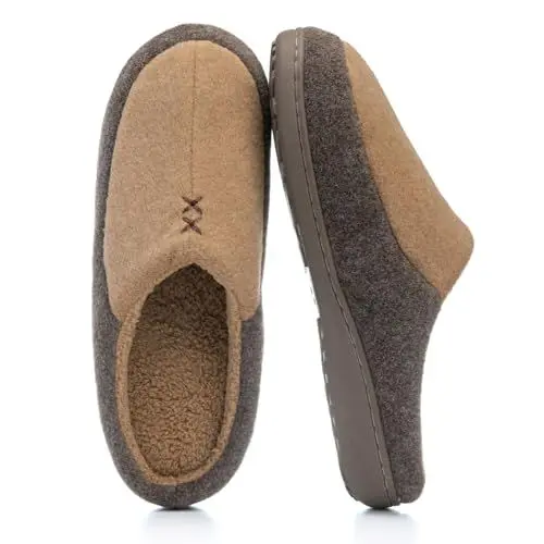 Produktbild: GOEWY Herren Hausschuhe mit Memory-Schaum - Zweifarbige Pantoffeln für Innen/Außen - Warme Winterschlappen als Geschenk für Männer, Papa & Opa