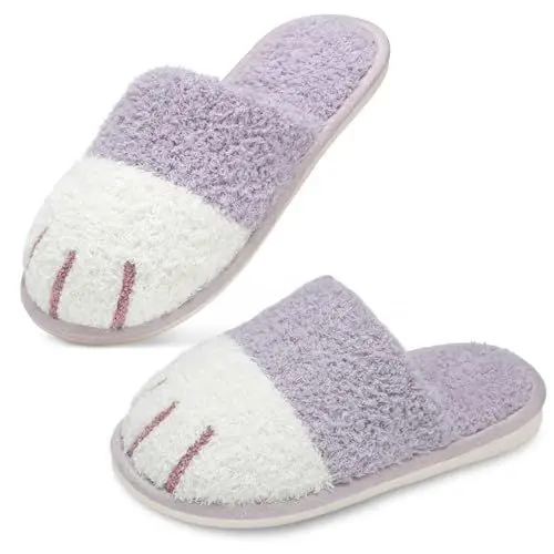 Produktbild: GOEWY Winter Hausschuhe Damen Süße Tiere Warme Plüsch Pantoffeln Herren Fußabdrücke von Hunden Indoor Outdoor Rutschfeste Slippers